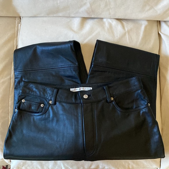 Tommy Hilfiger Genuine leather jean style pantsNWOT - Picture 1 of 14